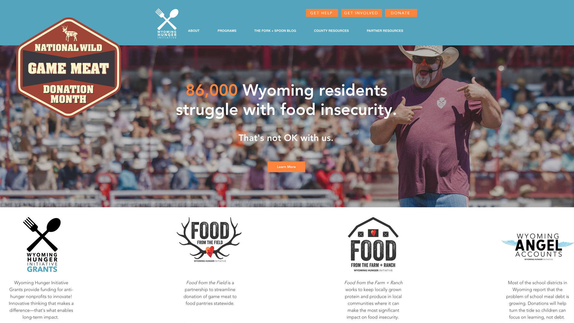 screen grab describing Wyoming's hunger initiative 
